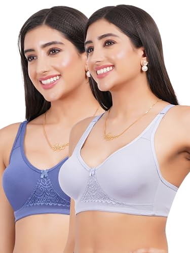 Image of Non Padded Bra in B, C and D Cup for Women - Made of Pure Cotton Full Coverage Over Size Non Wired Pushup Soft Cup for T-Shirt Saree Dress Sports Garment for Daily Use Everyday