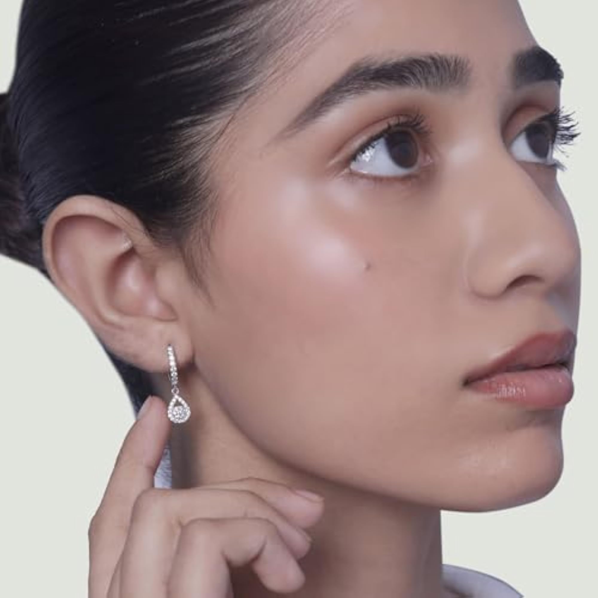Women's 925 Silver Jashn Charm Hoop Earrings with Cubic Zirconia
