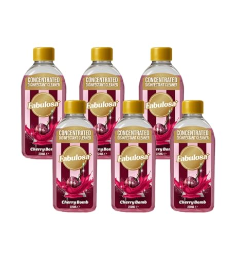 Fabulosa 4 in 1 Concentrated Antibacterial Disinfectant All Purpose Cleaner 220ml 6 pack Cherry Bomb