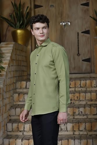 Image of Zilcon Linen Shirts for Men Casual Button Down Long Sleeve Shirt Solid Summer Beach Hawaiian Shirts