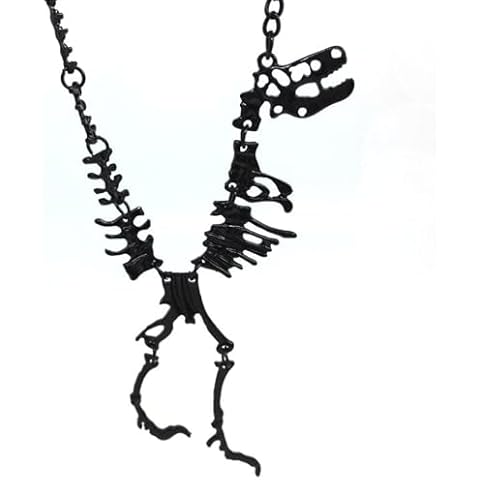 idealway Dinosaur Skeleton Tyrannosaurus Necklace Pendant Animal Short Choker for Women Gift (Black *) Cover