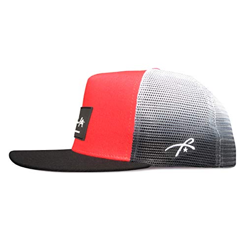 Image of Grace Folly Trucker Hat for Men & Women. Snapback Mesh Caps (Red & Black with Fade)