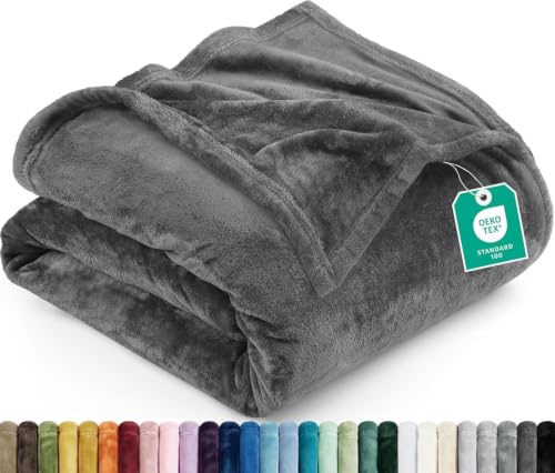 Image of Utopia Bedding Ultra Soft Fleece Bed Blanket Queen Size Grey (90x90 Inches)