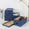 Soul & Lane Decorative Storage Boxes with Lids - Set of 3 (One Large and Two Medium), Sturdy Cardboard Organizers for Photos, Versatile Boxes with Handles for Office & Home, Navy #4