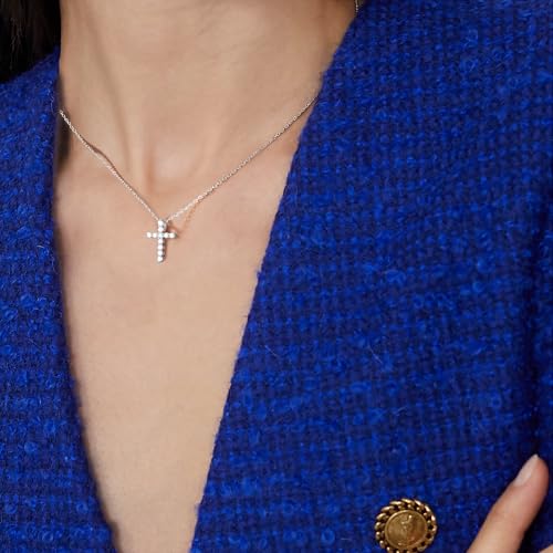 MOOSEA Dainty Moissanite Cross Necklace for Women, D Color VVS1 Clarity Lab Created Moissanite Necklace, 925 Sterling Silver Cross Necklaces, Christian Gifts for Women, Faith Pendant Christian Gifts3
