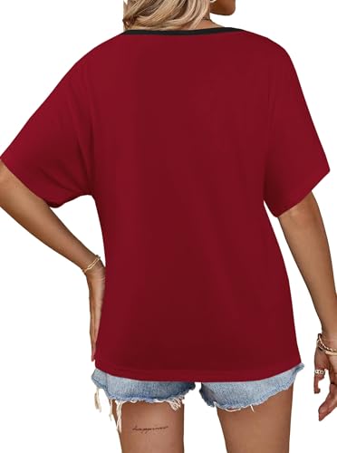 Image of Hilinker Womens Sexy Off The Shoulder Tops Short Batwing Sleeve T Shirt Oversized Casual Tee