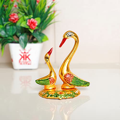 Image of KridayKraft Love Birds Swanset Pair of Kissing Duck Metal Statue,Love for Romantic Gift to Boyfriend,Girlfriend,Decor Your Home,OfficeShowcase,Animal Showpiece Figurines. (Multicolor)