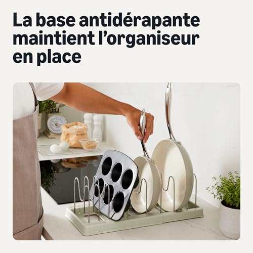 Amazon Basics Organiseur pour Ustensiles de Cuisine, avec 10 Séparateurs, Acier Inoxydable, Extensible de 31cm à 52,6cm – Image 4