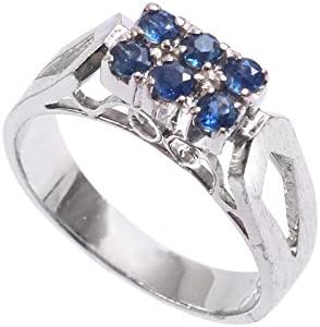 925 Sterling Silver Ring | Natural Blue Sapphire Gemstone Ring for Women |Designer Ring for Girls | Engagement Ring, Astrological Ring Statement Ring, Blue Sapphire Ring | Ring Size 7.5 US