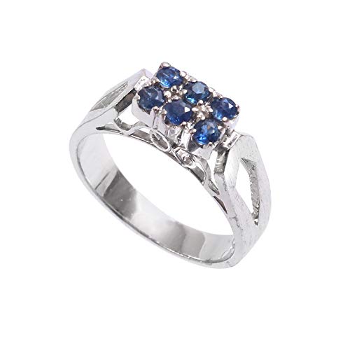 Bague en argent saphir bleu sertie sur argent 925 de créateur taille 16