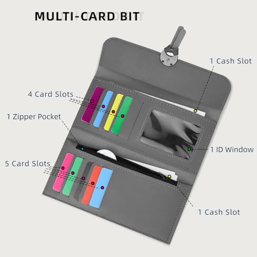 Womens Wallet, PU Leather Ladies Wallets Card Wallets for Women and Girls, Lightweight Womens Leather Wallet Women's Credit Card Wallets for Shopping, Traveling, Dating (gray)4