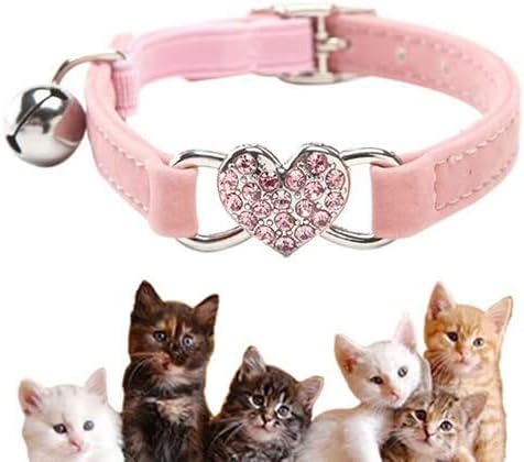 Lovely Kitten Collar, Cat Collar with Bell and Elastic Strap (Pink)