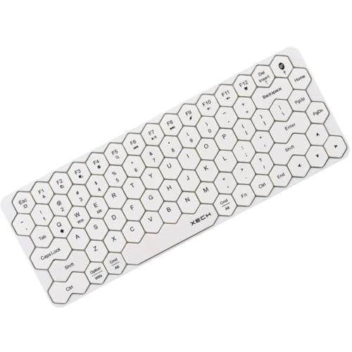 Image of Xech Hive Wireless Bluetooth Keyboard for Laptop & PC | Mini Portable Keyboard for Tablet & Mobile | 83 Honeycomb Keys | Rechargeable Type-C | Small Wireless Keyboard (White)