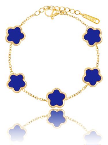 14K Gold Dainty Four Leaf Clover Bracelets for Women Lucky Flower Jewelry