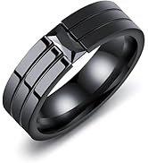VIEN Mens Ring Punk Cool Simple Black CZ Stone Stainless Steel Cubic Zirconia Titanium Plated Ring