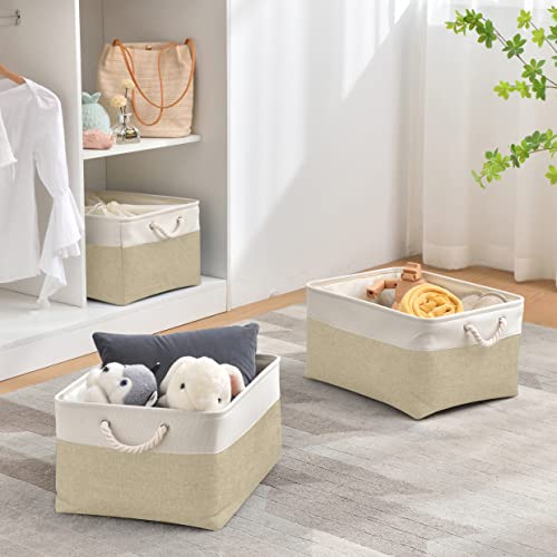 Mangata Large Storage Box set of 3, Fabric Storage Baskets with Handles for Cupboards Wardrobe, Shelves, Bathroom, Clothes - Image 2