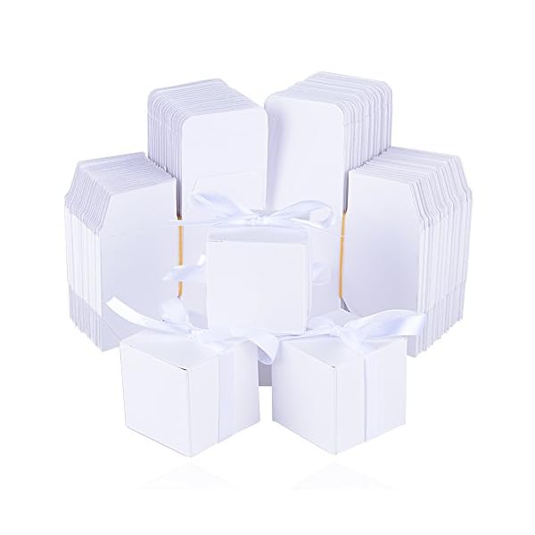 100 x Cajas de Caramelo Dulce Bombones para Bautizo Boda 5 * 5 * 5cm Regalos Recuerdos para Invitados de Fiesta Blanco - Imagen 6
