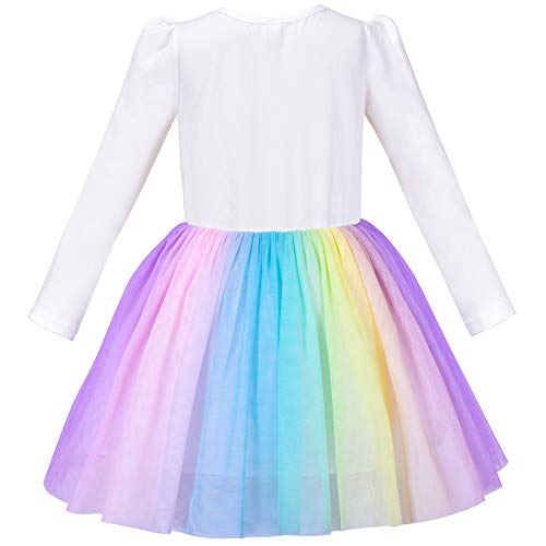 Sunny Fashion Girls Dress Unicorn Embroidered Rainbow Holiday Party Halloween3
