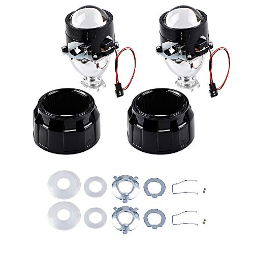 Pair of 2.5" Bi Xenon Projector Retrofit Headlight Lens Angel Eyes H1 H4 DIY Kit