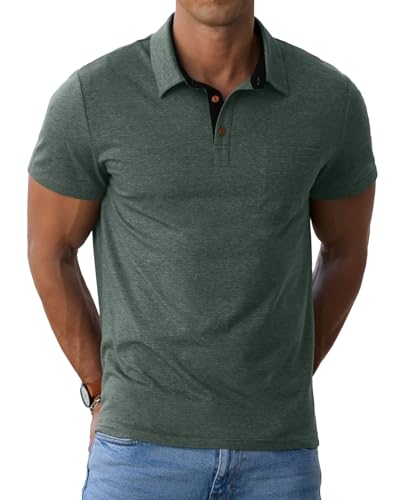 Sailwind Men's Cotton Polo Shirts Short Sleeve Casual Summer Shirts Classic Collared Golf Shirt with Pocket