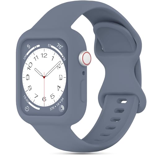 Image of Silicone Bands Bumper Case Compatible with Apple Watch Band 38mm 40mm 41mm 42mm 44mm 45mm 46mm 49mm Women Men, Sport Strap Protective Cover Wristband for iWatch Ultra Series 11 10 9 8 SE 7 6 5 4 3 2 1