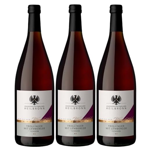 Heilbronner Staufenberg Trollinger mit Lemberger feinherb Rotwein Trollinger Lemberger Deutschland inkl. FeinWert E-Book (3 x 1l)