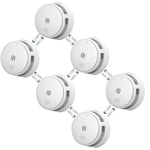 SAVS S10-W Funkvernetzter Rauchmelder - RF Rauchwarnmelder Vernetzt - 10 Jahre Batterie - Feuermelder mit Dualer Optischer Sensor – Funkrauchmelder - Optional WLAN – Weiß - 6er Set