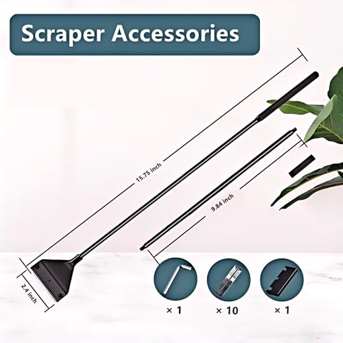 Image of Lominie Algae Scraper for Glass Aquariums, Extends to 25.6 inch Fish Tank Cleaner, Stainless Steel Algae Scraper for Fish Tank with 10 Blades, Aquarium Glass Cleaning Tools, Cleaning Accessories