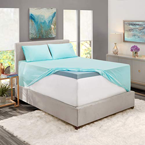 Image of Nestl Twin Bed Sheet Set - Light Blue - 3-Piece Extra Deep Pocket | Instantly Soft, Night-One Ready (No Wash Required). Fits Extra Deep Pockets up to 24 Inches, 360-Degree Elastic Grip