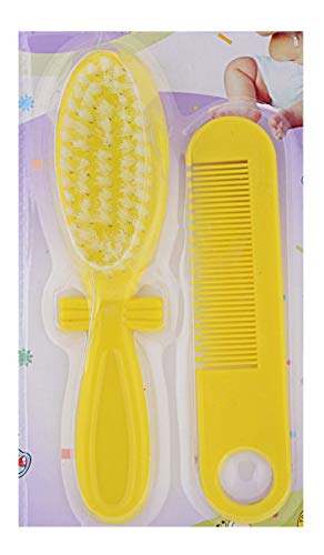 Image of Grooming Comb & Brush Set for Babies /Infants /Toddlers /Newborns-Yellow)
