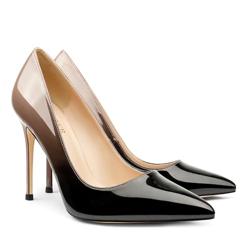 COLETER Women's 4 Inch Pumps Pointy Toe Wedding Dress Shoes Slip on Stiletto Pumps