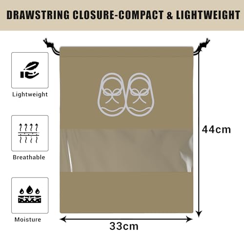 Image of Heart Home Pack of 10 Travel Shoe Organizer | Travel Storage Bags | Travel Carrying Bag | Storage Organizers Set | Shoe Cover with Transparent Window | Shoe Dori Cover | Yellow & Brown