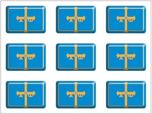 Artimagen   Pegatina Bandera Rectángulo 9 uds. Asturias Resina.