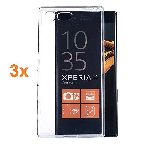 REY 3X Funda Carcasa Gel Transparente para Sony Xperia X Compact, Ultra Fina 0,33mm, Silicona TPU de Alta Resistencia y Flexibilidad