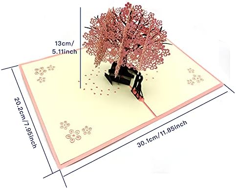 3D PopUp Valentines Day Cards, Wedding Anniversary Birthday Gift Greeting Cards, 3D Romantic Pink Cherry Blossom with Lover Pop Up Card for Her, Wife, Mum, Girlfriend, Christmas, black, UJIAMY-001031