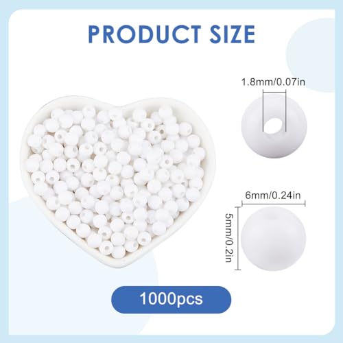 SOFPLATE 1000Pcs 6mm White Acrylic Beads Opaque Bead Smooth Small Round Spacer Bead Plastic Ball Jewellery Loose Beads for Jewellery Making Bracelets Necklaces Earrings Supplies DIY Crafting Beginners - Image 2