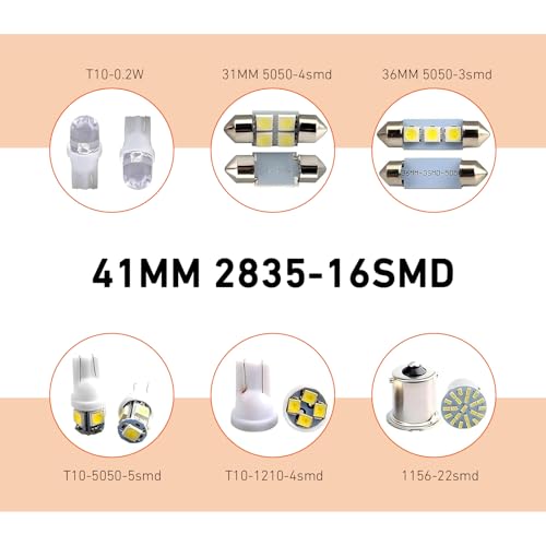 LED para interior de auto, 42 piezas, T10, blanco miniatura 6