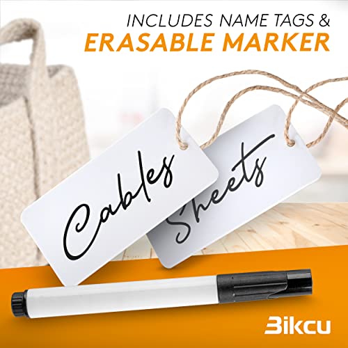 Bikcu - Woven Baskets For Storage [Set Of 2] - Natural Cotton Rope Jute Baskets For Organizing - Storage Basket With Name Tags And Marker - Rope Basket With Handles - Small Baskets For Organizing #TOP2