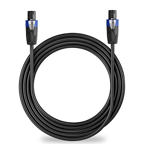 pro 50 feet 12awg speakon to speakon cable - heavy duty 50ft 12 gauge speaker wire cord with twist lock for audio amplifier - single