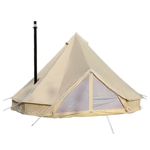 UNISTRENGH Large 7M/22.97ft Waterproof Cotton Canvas Bell Tent 4 Season Glamping Tent with Stove Jacket Hole for Camping Hiking Christmas Party