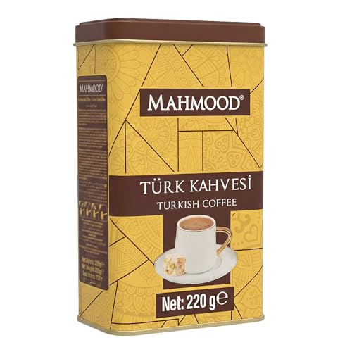 Mahmood Coffee Medium Roast Ground Turkish Coffee 220g Traditional Flavor Arabica Beans Tin