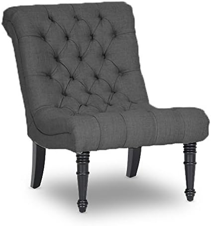 Tufted Vintage Chair - Modern Contemporary Lounge Living Room Bedroom Entryway Mudroom Accent Seat Furniture Home (Grey)