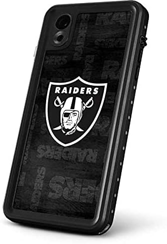 Skinit Waterproof Phone Case Compatible with iPhone XR - Officially Licensed NFL Las Vegas Raiders Black & White Design
