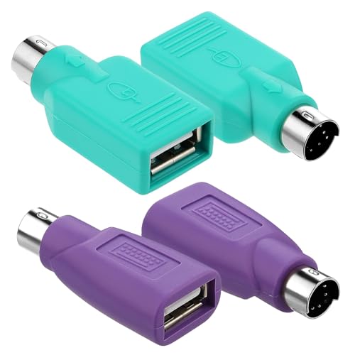 TAKUZA Juego de 4 adaptadores de PS2 a USB A, convertidor para ratón y teclado, PS/2 hembra a USB-A macho, repuesto para ordenadores de sobremesa, portátiles y portátiles