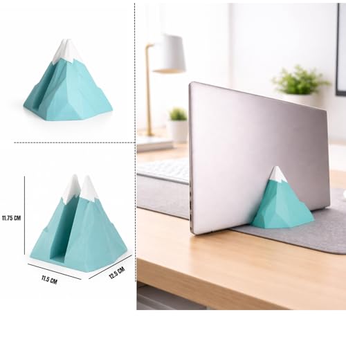 Image of Yellow Lab | Vertical Laptop Stand | Mountain Dock | Compatible with All laptops | Space-Saving Design | Compatible with MacBook, Samsung, Dell | White and Blue | (Teal Blue | Aqua | White Snow)