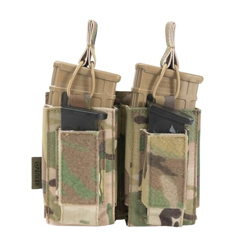 EXCELLENT ELITE SPANKER Open-Top Single/Double/Triple Molle Mag Pouch for M4 M14 M16 AK AR Elastic Rifle Magazines for Pistol Mag Pouch(Multicam)
