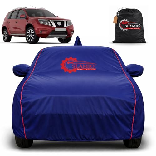 Image of Car Cover for Nissan Terrano 2013-2020 | 100% Waterproof Heavy-Duty 3-Layer Car Body Cover | All-Weather Rain, UV, Sun & Dust Protection | Custom Fit | Mirror & Antenna Pockets | Navy Blue