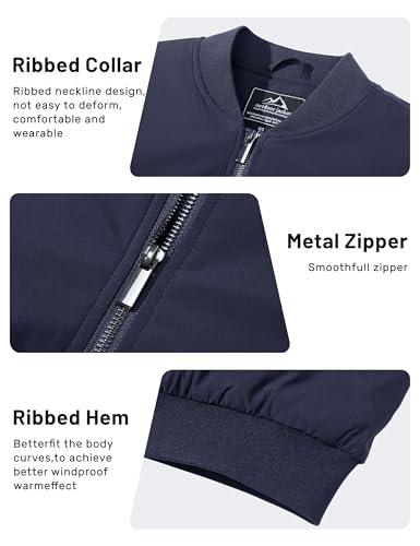 Image of TACVASEN Men's Bomber Jacket Thermal Quilted Winter Coat for Daily Wear | Diamond quilted lining for warmth, windproof and water-resistant, full zip front, 4 utility pockets, stylish and functional.