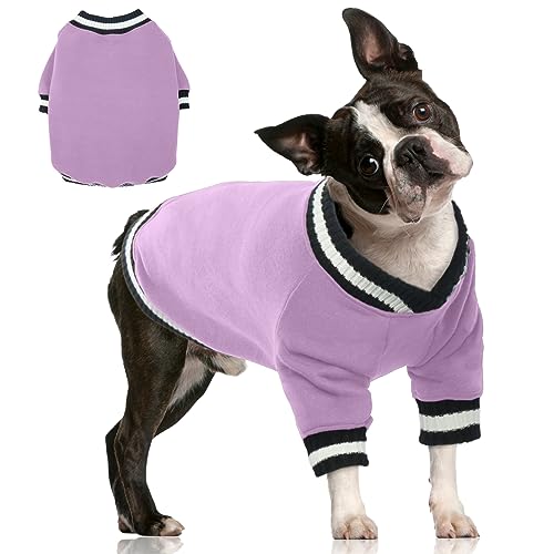 FUAMEY Dog Pullover Sweatshirt，Dog Winter Sweaters Warm Dog Clothes Dog Vest Thick Puppy Pullover Soft Pet Fleece Sweater Cute Doggie Boy Girl Outfit for Small Medium Dogs Lavender L Large(c