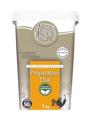 Resto COOK – Préparation Thaï Déshydratée 1 kg – Rendement 50 L ou 14 kg à Mariner – Sauce, Bouillon et Marinade – Cuisine Asiatique Pro -...